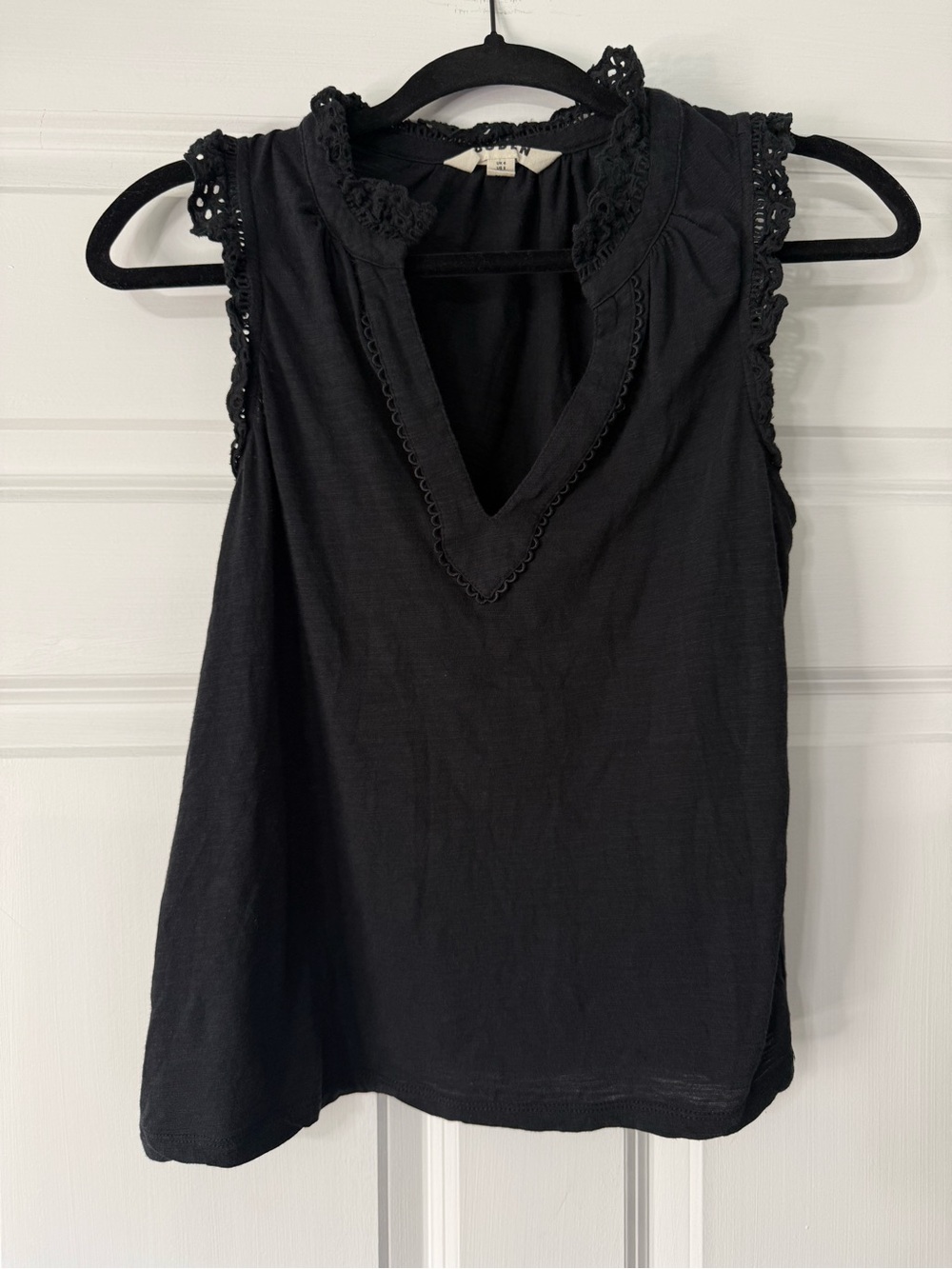 Boden Black Aria Broderie Trim Vest Tank - Picture 5 of 7